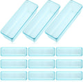 Maitys 12 Pcs Vanity Drawer Organizer 9 x 3 x 2 Inches Clear Plastic Utensil Organizers Kitchen Drawers Dividers for Office Desk Silverware Kitchen Utensils Cosmetics and Bathrooms(Blue)