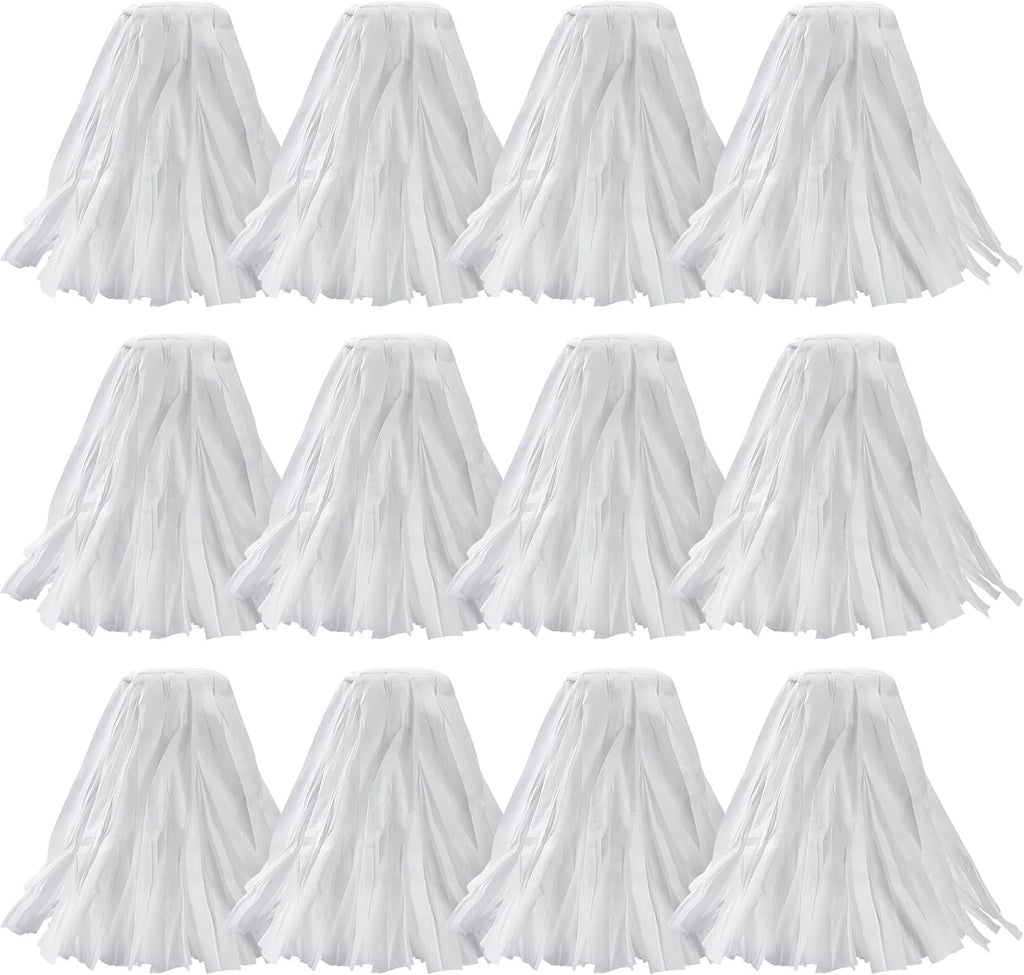 MATTHEW CLEANING Looped-Open Disposable Industrial Wet Mop Head 1.25'' Universal Headband Non-Woven Commercial Replacement for Indoor & Outdoor Use, Floor Cleaning String Mop Refill 12 Pack