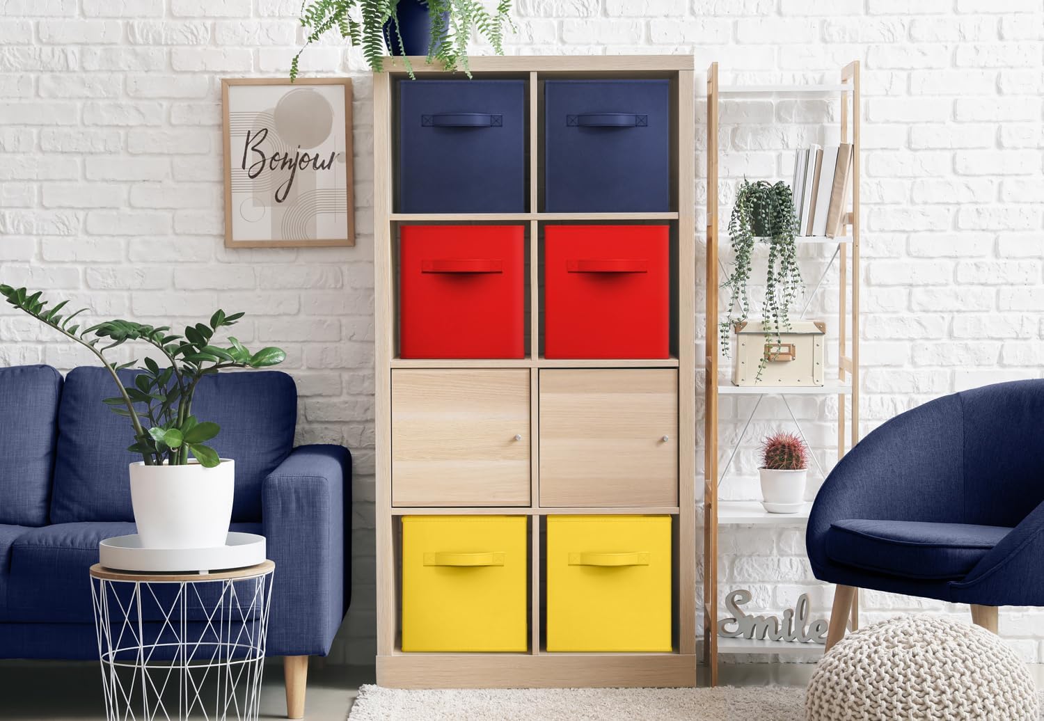 Sorbus Fabric Storage Cubes - 6 Foldable Storage Bins for Organizing Pantry, Cubbies, Toy Box - Clothes Storage & Closet Organizer - 13 Inch Collapsible Cube Baskets for Shelves with Handle