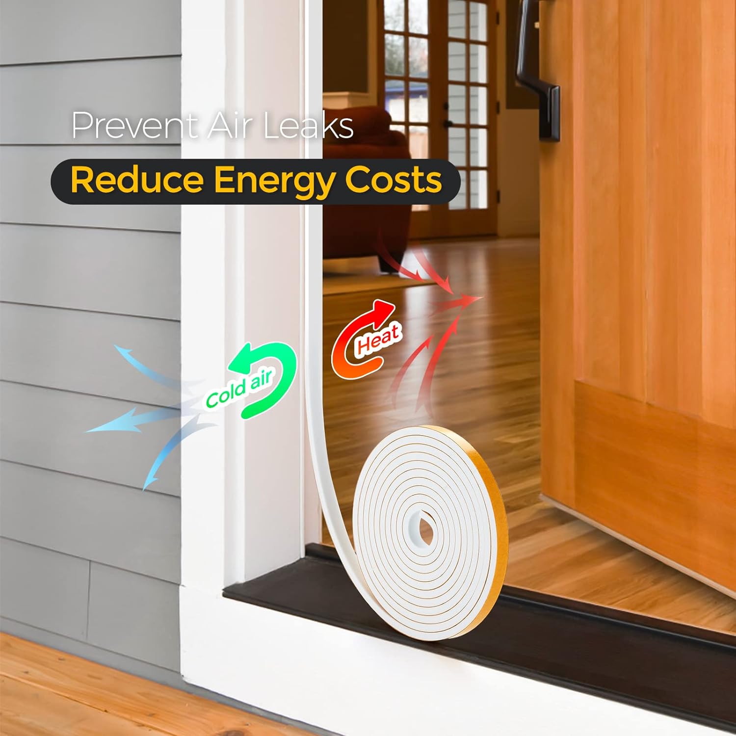 39 Feet Weather Stripping Door Seal, 1/4" Wide X 1/8" Thick Door Seal Strip High Density Foam Tape Adhesive Strip for Door Soundproofing,Window Insulation (1/4" x 1/8" x 39FT,White)