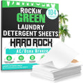 Rockin' Green Hard Rock Travel Laundry Detergent Sheets for Hard Water - Mess-Free Laundry Sheet Detergent with Sodium Bicarbonate - Easily Dissolvable Laundry Soap Sheets (104 Loads, AC/DSea Breeze)