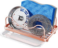 Consumest Sponge Holder for Kitchen Sink - Movable Sink Caddy for Countertop Organizer, 304 Stainless Steel Sponge Holder with Detachable Drip Tray for Kitchen Accessories, Rose Gold