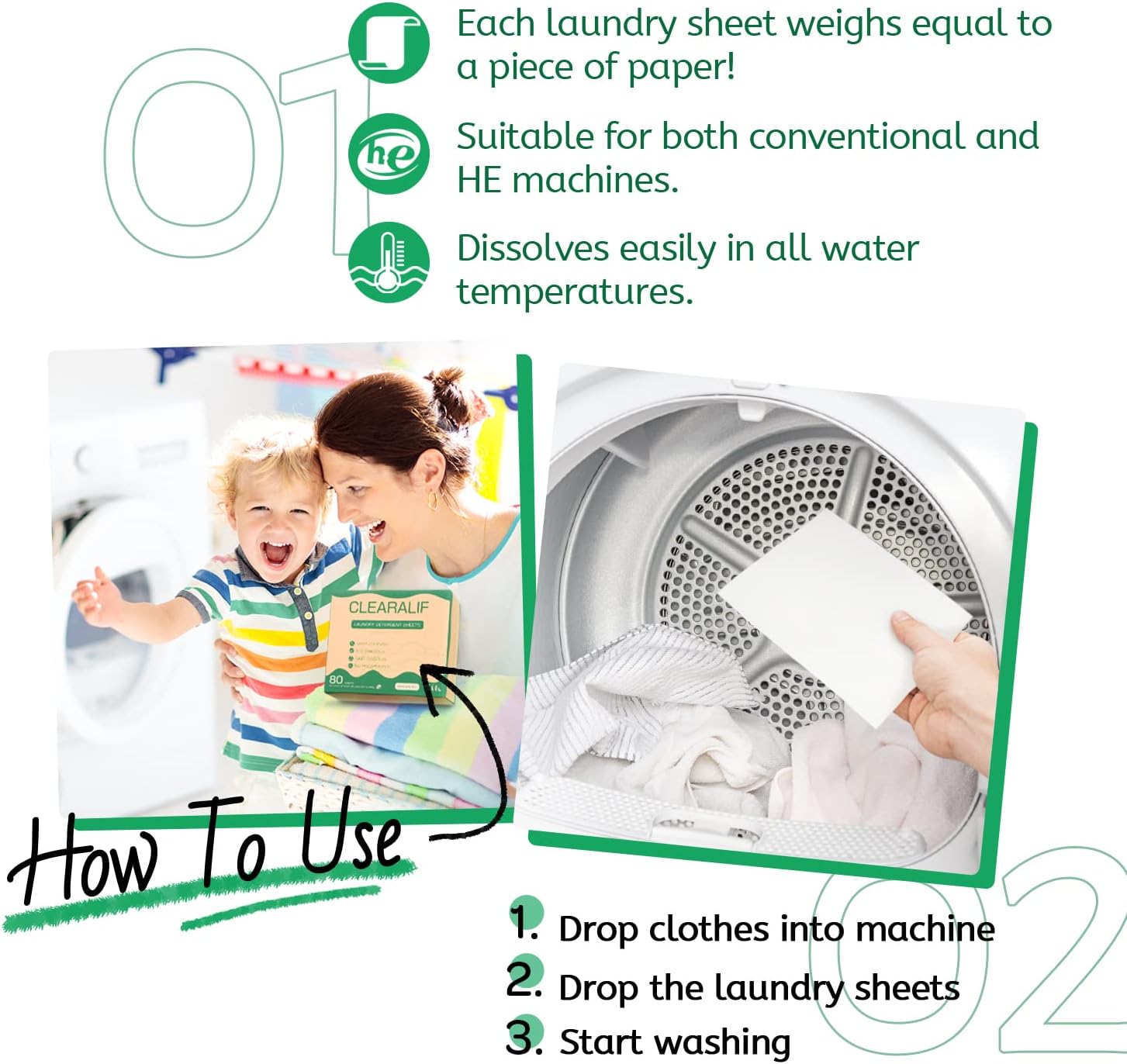 CLEARALIF Laundry Detergent Sheets (480 Loads), Unscented,Great For Travel, Apartments, Dorms, Laundry Detergent Strips Eco Friendly & Hypoallergenic (Pack of 3)