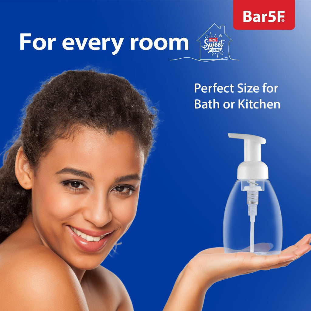 Bar5F Foaming Pump Bottle for Dr. Bronner's Castile Soap and All Generic Concentrated or Regular Soaps, 8.5-Ounce Clear