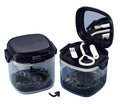 MURRI&MURRDI Retainer Case, Denture Bath Box with Strainer Basket, Mouth Guard Case, Braces Cleaner Cup, Cute Denture Holder Night Guard Storage Soak Container for Travel Cleaning (A Blue)