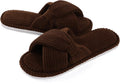 Evshine Summer House Slippers for Women Corduroy Cross Bow Indoor Slippers Open Toe Slip On Bedroom Shoes with Memory Foam