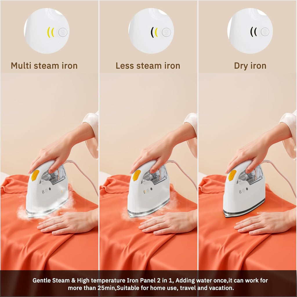 Mini Steamer＆Iron 2 in 1 Garment Steamer, Portable Travel Size Steam Iron for Clothes,1000W, 3 Mode Ironing, 250ML Detachable Water Tank, 8FT Power Cord, Leak Proof Design