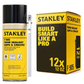 Stanley F905 Gaps & Cracks Sealant (12x12 Oz.) – Polyurethane Spray Foam Insulation for Window & Door, Waterproof Gap Filler, Low Expansion Foam for Indoor & Outdoor Use | Straw Use | 12 Oz. 12 Pack