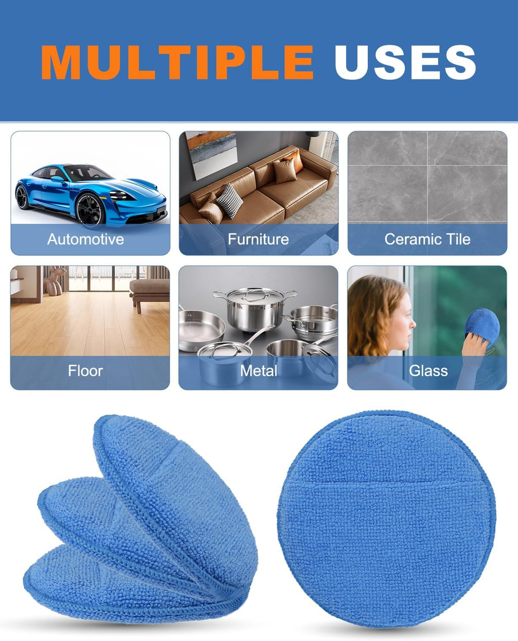 Wax Applicator Pads, 10 Pack Applicator Pad with Finger Pocket, Car Wax Applicator Pad, Foam Pads for Car Cleaning and Detail Polishing Pad