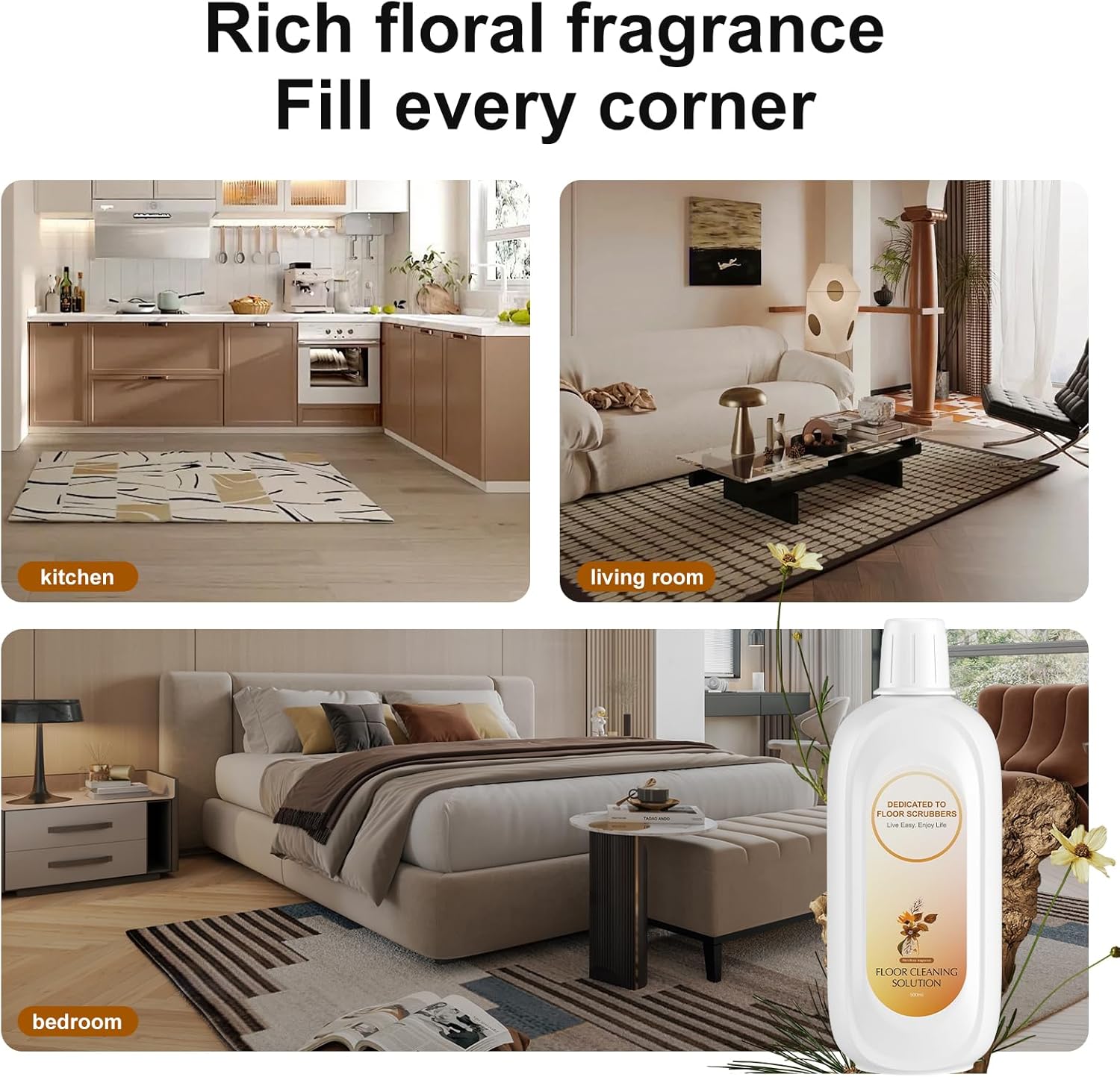 Floor Cleaning Solution Compatible With Tineco , Deep Cleans for Multiple Hard Floors, Suitable With All Robot Vacuums with Mopping and Cordless Wet/Dry Vacuum Mop Cleaner (Floral Fragrance 2 Bottle)