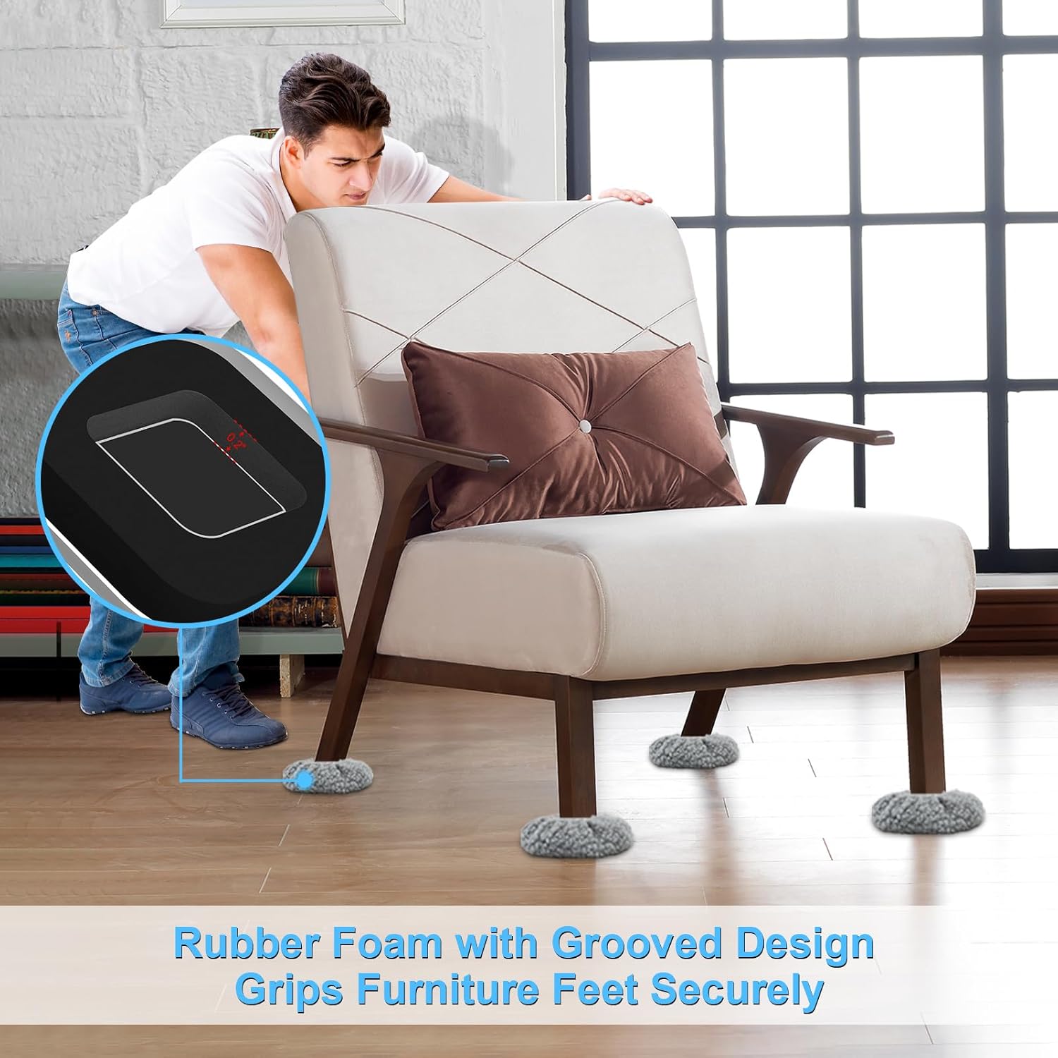 New Upgrade Furniture Sliders, Multi-Surface 3-in-1 Furniture Movers Sliders, Heavy Moving Pads with 8PCS 4.3" Carpet Sliders+4PCS Hard Floor Socks+1 Lifter, Protect Floor and Easily Move Furniture