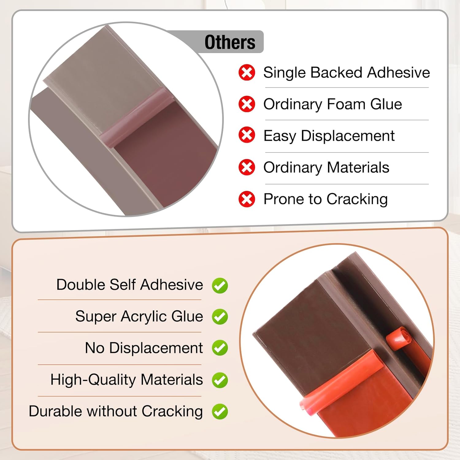 Floor Transition Strip Self Adhesive Vinyl Door Threshold for Doorways Carpet Edging Trim Overlap Edge Reducer for Laminate Floor, Carpet, Tile (Brown, 1/5" to 2/5", 6.6Ft)
