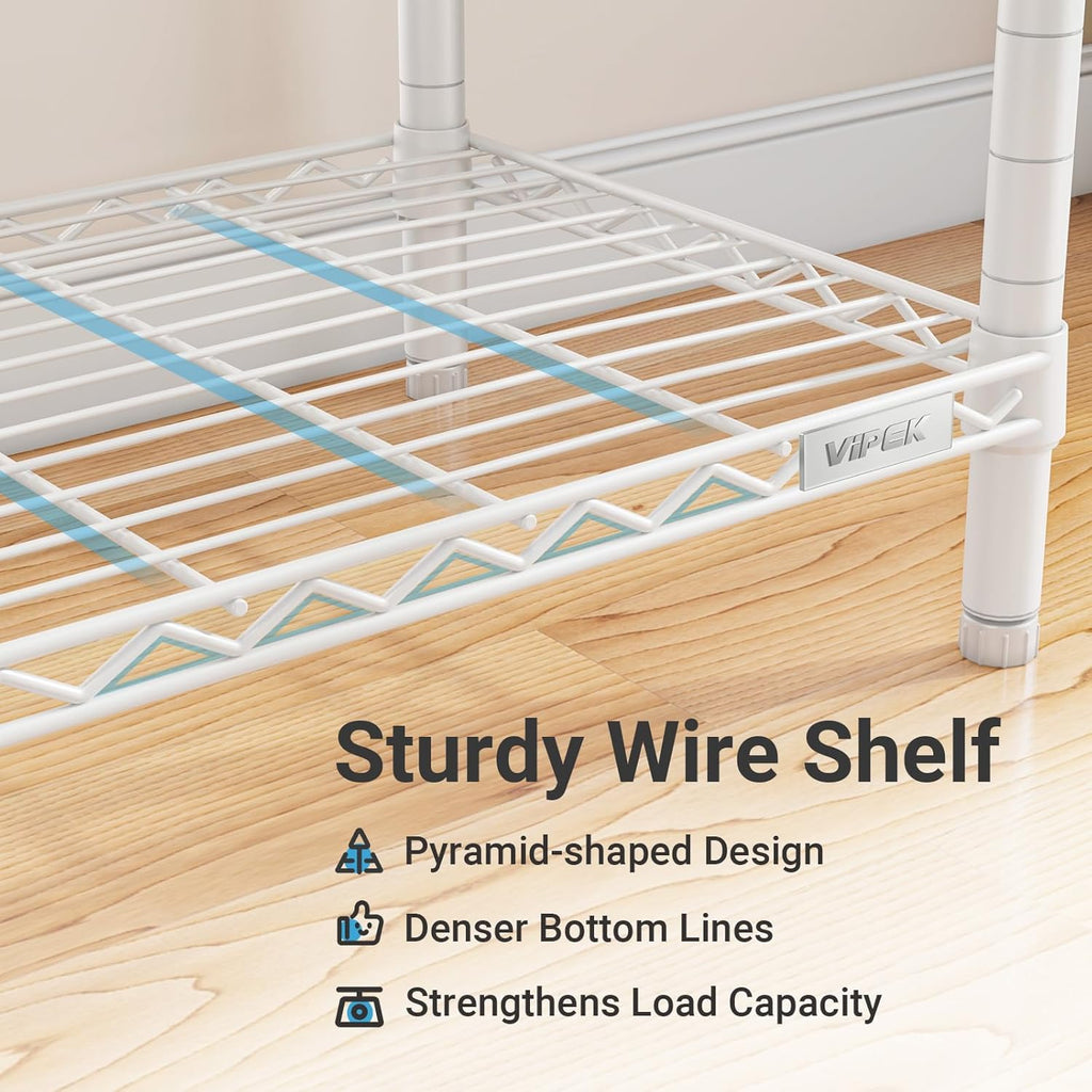 VIPEK V5C Portable Bedroom Armoires Wardrobe Closet with Cover, Heavy Duty Covered Clothes Rack Adjustable Closet Rack, White Metal Clothing Rack with Grey Oxford Fabric Cover, 70.1" Lx17.3 Wx76.4 H