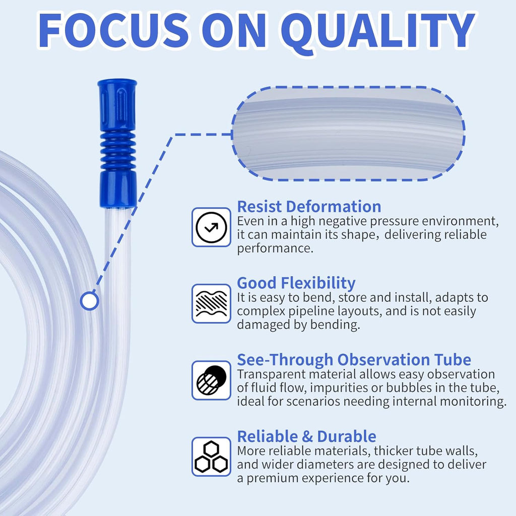 3 PCS 71" Suction Tubing Hoses Extended Suction Connection Tube for Home Use, Flexible & Portable Hoses Vacuum Fits Various Devices