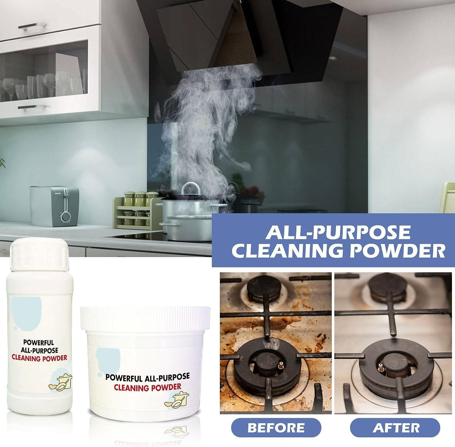 Kitchen Foam Rust Remover, Instant Cleaning Powder, Multi-Purpose Cleaner Remover All-Purpose Powder
