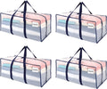 VENO 4 Pack Moving Bags Plastic Storage Totes Clothes Organization Large W Lid/Zipper. Packing Boxes/Bins Alternative. Space Saving Foldable College Supplies Essentials (Clear, 4 Pack)