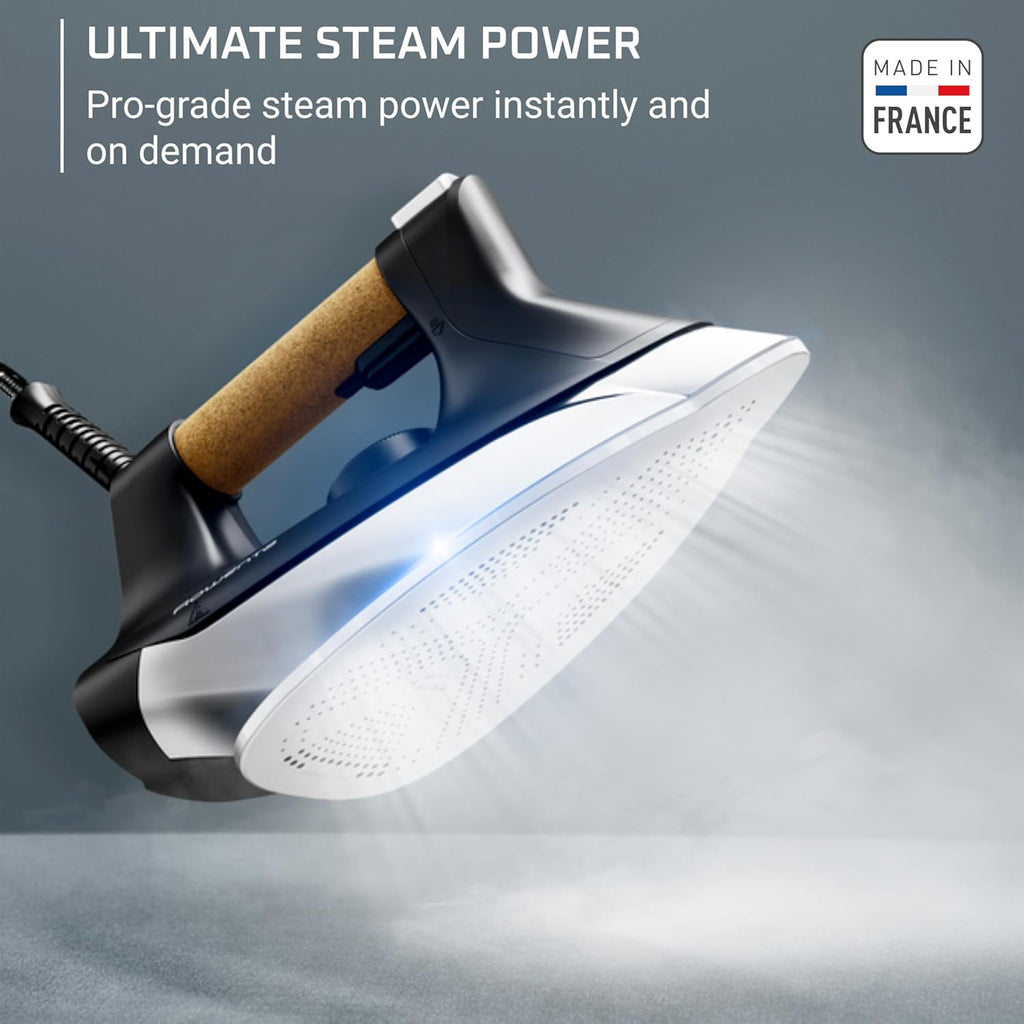 Rowenta, Iron, Ultimate Steam Pro Stainless Steel Soleplate Professional Steam Station for Clothes, 1800 Watts, 1.3L Removable Tank, Boiler Technology, Fast Heat Up, Black Clothes Iron, DG8668