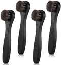 4 Pcs Horsehair Shine Shoes Brush Kit Polish Dauber Applicators Cleaning Leather Shoes Boots Care Brushes Suede Cleaner Brush with Microfiber Shoe Cloth(Black Handle A)