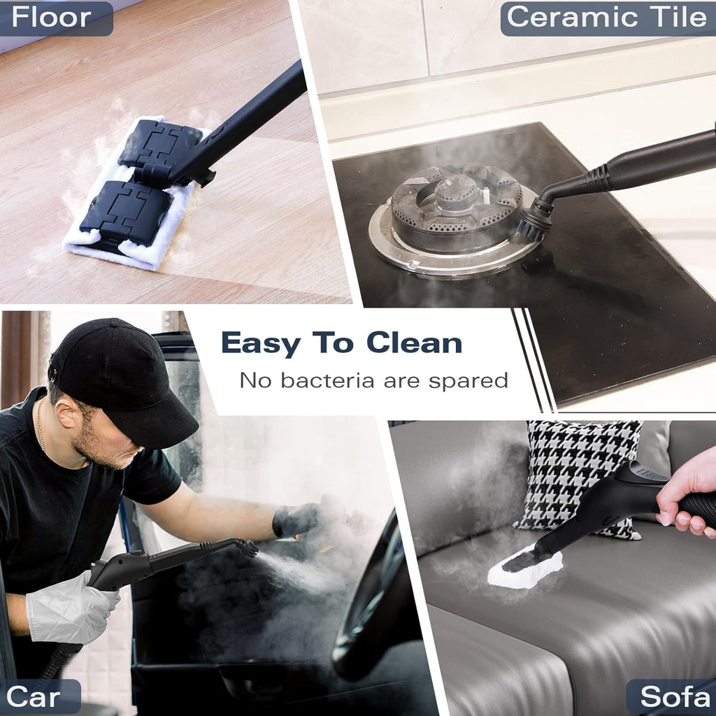Steam Cleaner, Handheld Steamer with 21 Accessories, 248°F High-Temperature Steam for Floors, Grout, Tiles, Carpet, Cars - Portable 1.08L Tank, Child Lock, Chemical-Free Cleaning