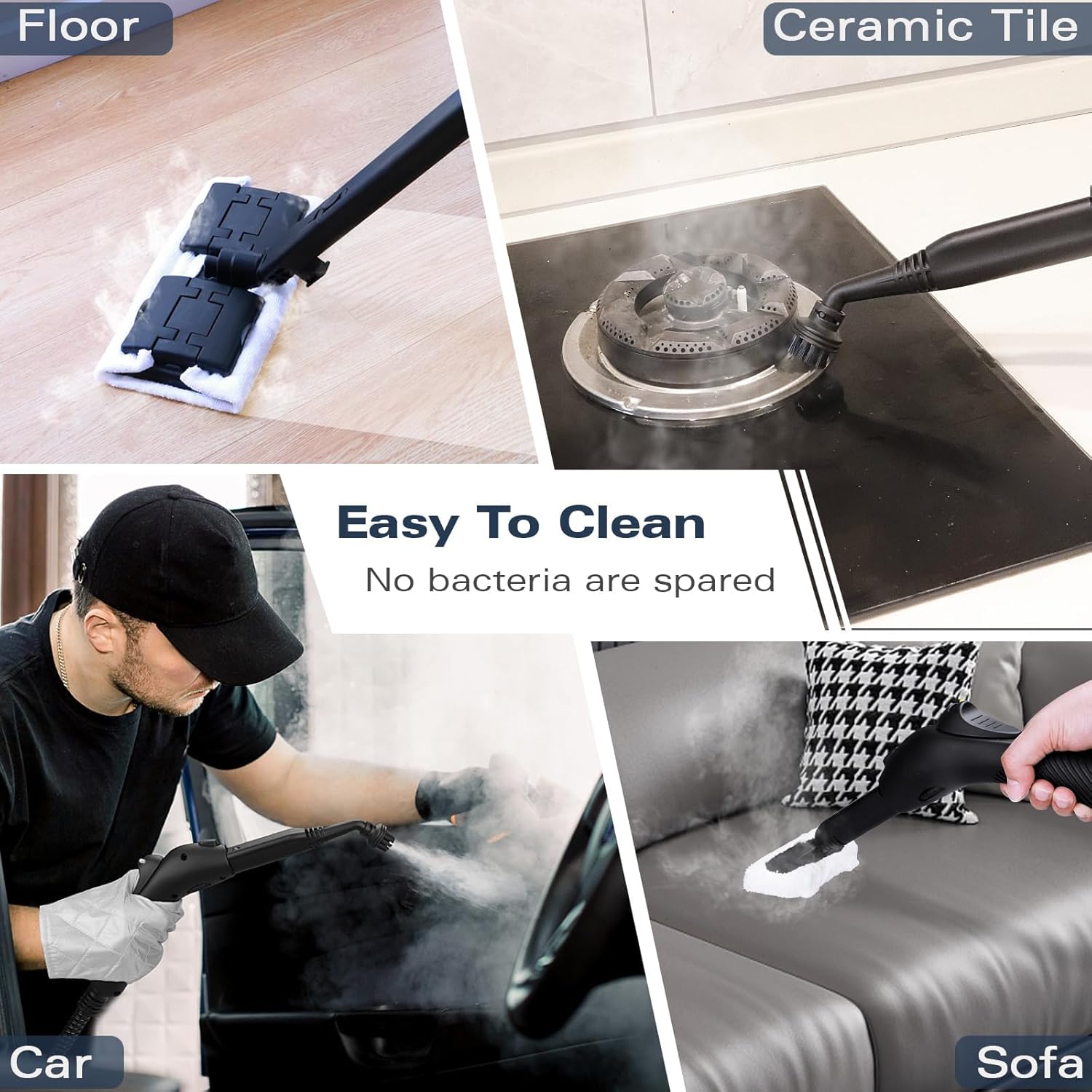 Steam Cleaner, Handheld Steamer with 21 Accessories, 248°F High-Temperature Steam for Floors, Grout, Tiles, Carpet, Cars - Portable 1.08L Tank, Child Lock, Chemical-Free Cleaning