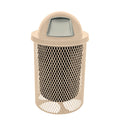 COATEDOUTDOORFURNITURE RDT-TAN Heavy Duty 32 Gallon Round Trash Receptacle, Liner Included, Tan with Dome Lid, Made in America