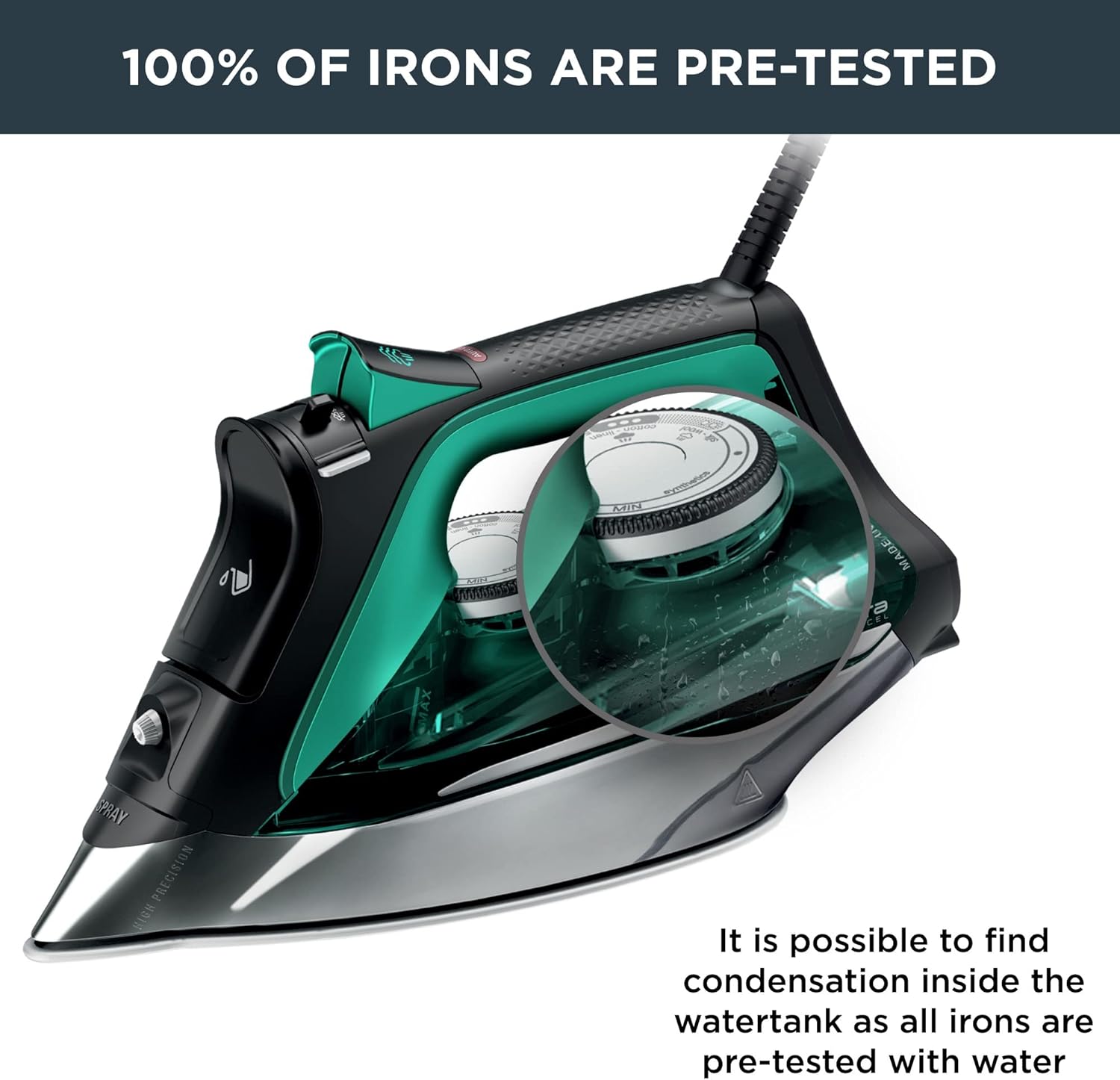 Rowenta Pro Master Stainless Steel Soleplate Steam Iron for Clothes, 210 g/min, 400 Microsteam Holes, Cotton, Wool, Poly, Silk, Linen, Nylon, 1775 Watts Iron Steamer for Clothes, Powerful Steam DW8360