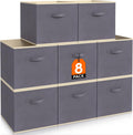 Lifewit 13 Inch Cube Storage Bins, Storage Cubes Foldable Medium Decorative Fabric Storage Baskets for Organizing Home Organizers with Handles for Shelves, Closet, Set of 8, 36L Grey
