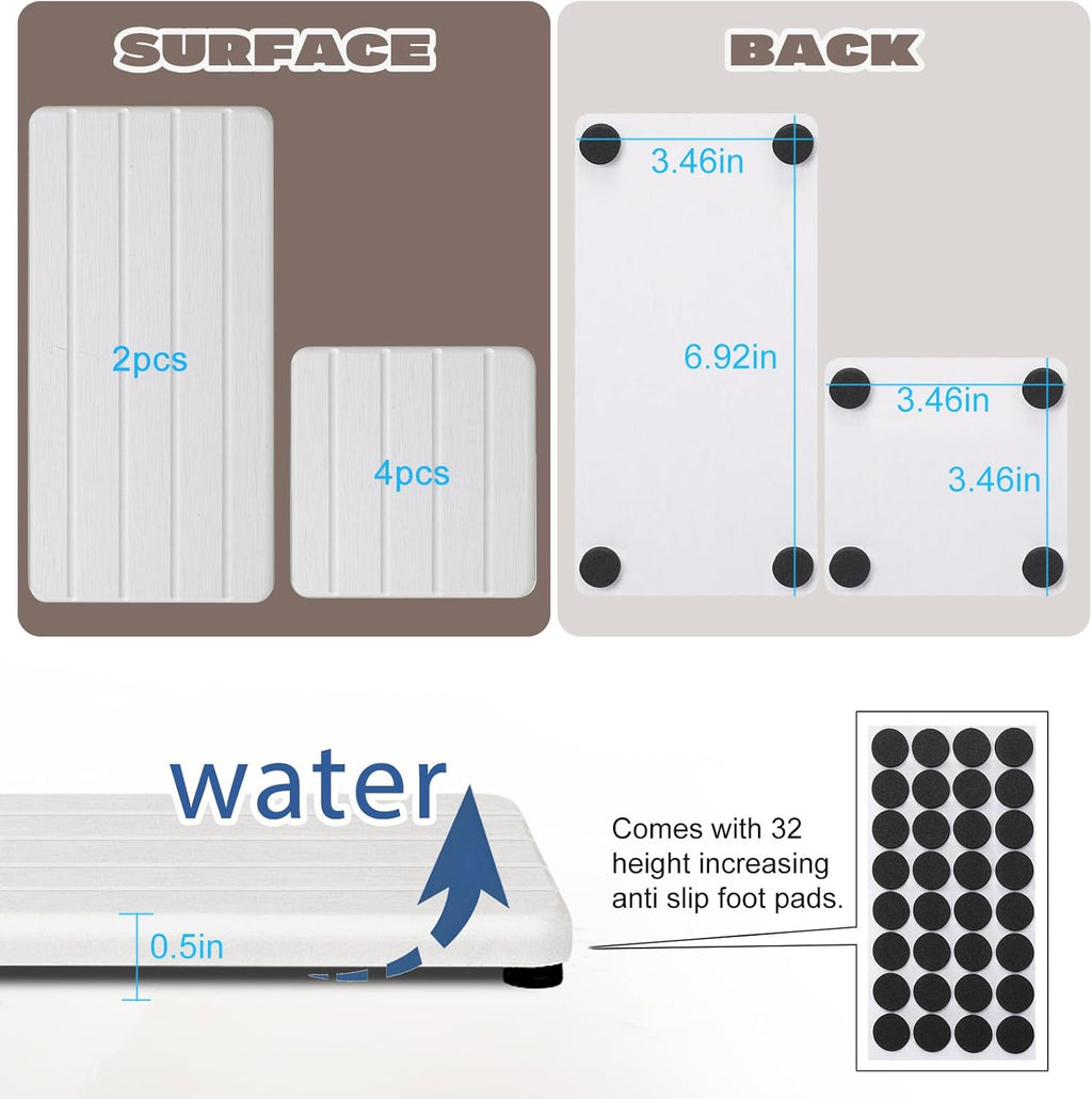 6PCS Fast Drying Diatomite Stone Sink Tray, Stone Drying Tray for Bathroom Counter, Stones Soap Trays for Kitchen Sink, Water Absorbing Coasters, Diatomite Soap Dish, Water Absorbing Stones Trays