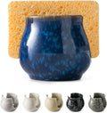 Ceramic Sponge Holder, Kitchen Sink Scrubby Caddy Organizer Dish Sponge Dish Rack for Scrubbers, Bathroom, Sink, Blue
