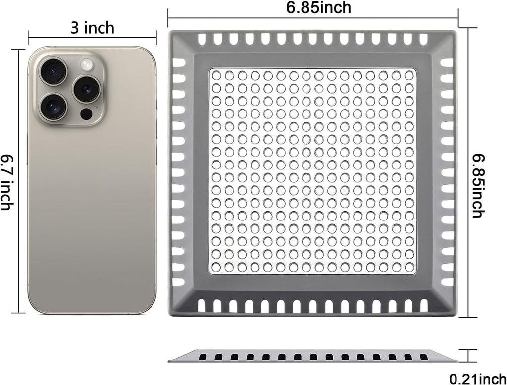 Hair Catcher/Drain Strainer/Shower Drain Cover for Bathroom Floor Drain, Stainless Steel and Silicone (6 inch, Dark Grey)