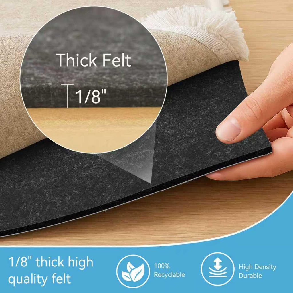 Warmstar 2x8 FT Non Slip Rug Pad,100% Waterproof Felt Rug Pad for Hardwood Floors,1/8” Thick Soft Carpet Pad with Natural Rubber Backing, Secure Grip & Floor Protection
