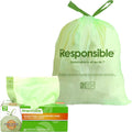 Responsible Products Kitchen Bin Liners, Certified Compostable, Heavy Duty Multipurpose Food Scrap Bags, Made from Compostable Materials (13 Gallon Drawstring, 13 Gallon (24 Count))