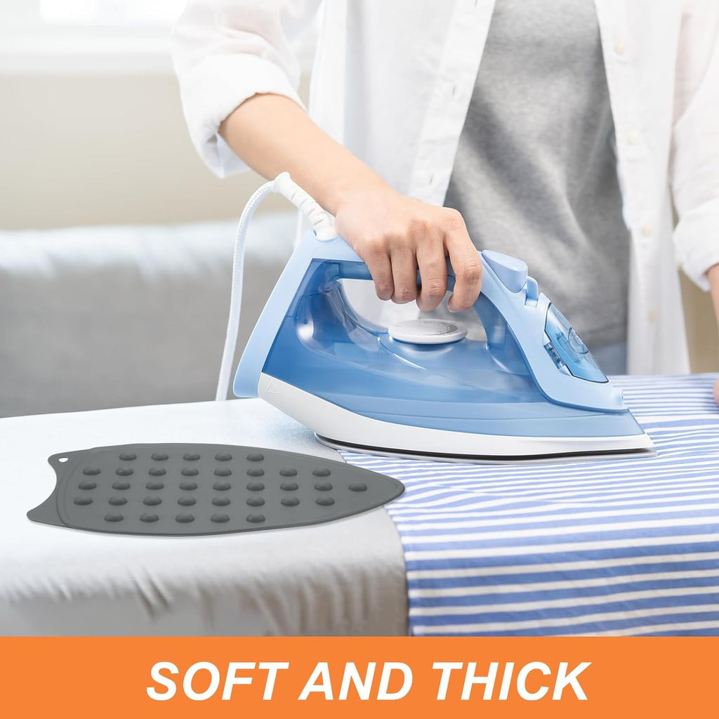 PATIKIL Silicone Iron Rest Pad, 2 Pcs Multipurpose Hot Heat Resistant Iron Rest Plate Protective Pad for Ironing Board Hot Resistant Steamer Steam Compact Mat, Gray