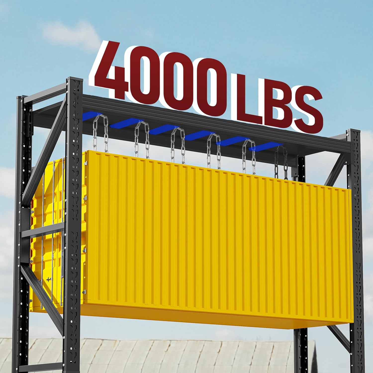 4000LBS Storage Shelves Heavy Duty, 48" W Metal Garage Shelving Units, 4 Tier Adjustable Shelf, Garage Storage Shelves Rack, Industrial Shelving for Warehouse, Basement,48" W x 20" D x 79" H