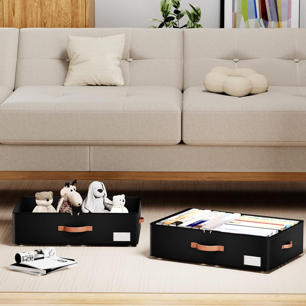 Underbed Storage With Wheels,Large Capacity 7.5 inches Height Storage Bins,Rolling Underbed Shoe Storage Containers,dorm Storage Drawers for clothes & blankets