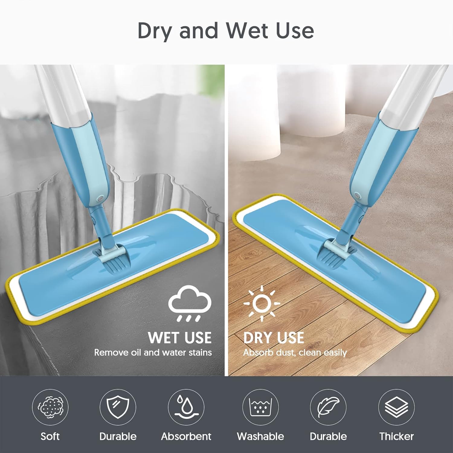 7 Count Reusable Mop Pads for Swiffer PowerMop -MEXERRIS Microfiber Wet Mops Refills PowerMop Pads Machine Washable Hard Wood Floor Mop Pads Replacement for 13''-15'' Spray Floor Mops