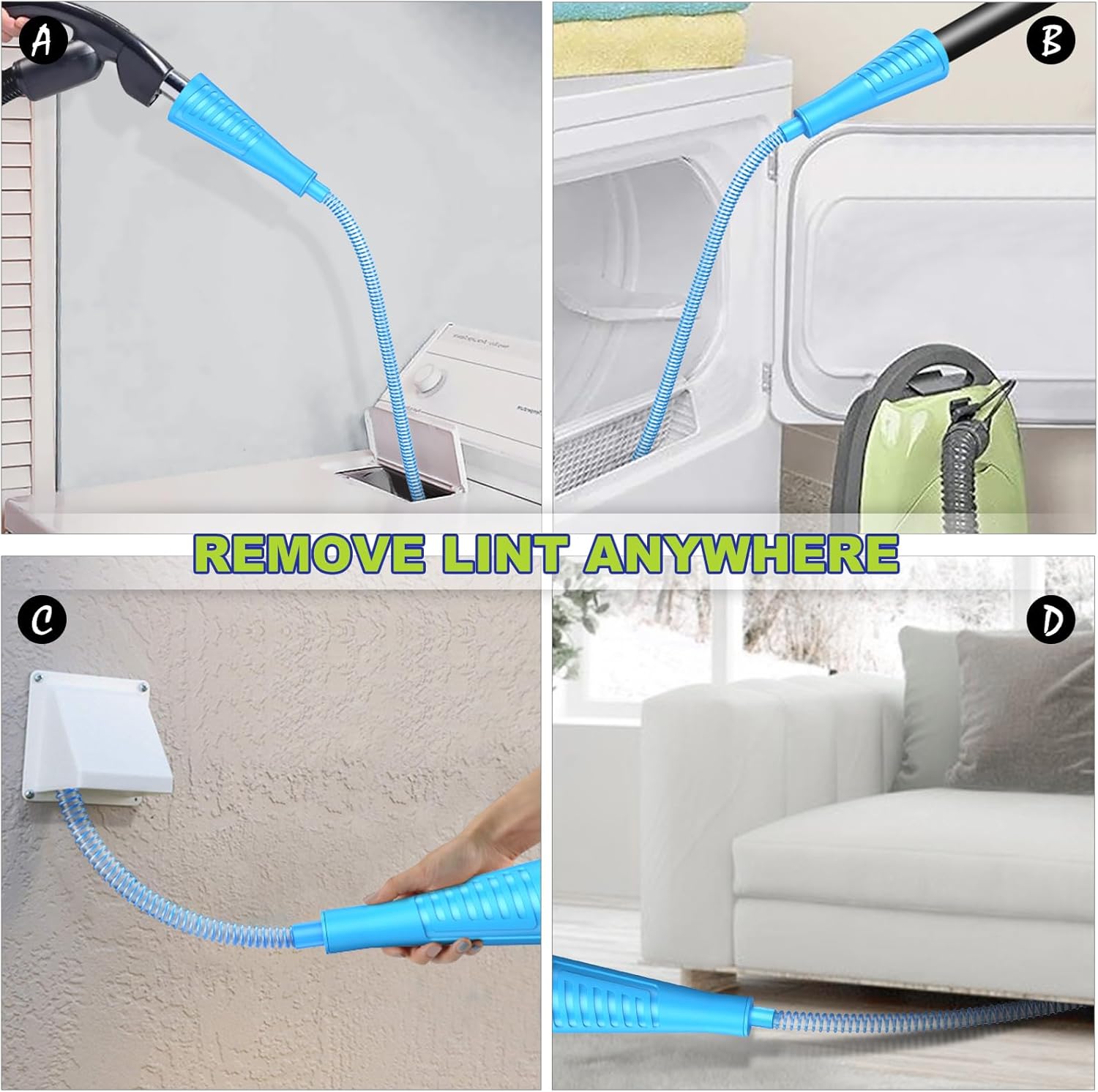 Sealegend Dryer Vent Cleaner Kit Dryer Lint Vac Attachment with Brush, Lint Remover, Dryer Vent Vacuum Hose Cleaning Tools, Blue