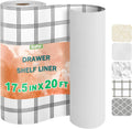 OcePor Non-Adhesive Drawer and Shelf Liner 17.5IN x 20FT，Non Slip Cabinet and Cupboard Liner, Kitchen Cabinet Liners for Shelves, Waterproof Drawer Shelf Liners for Cabinets/Bathroom Cupboard,Stripe