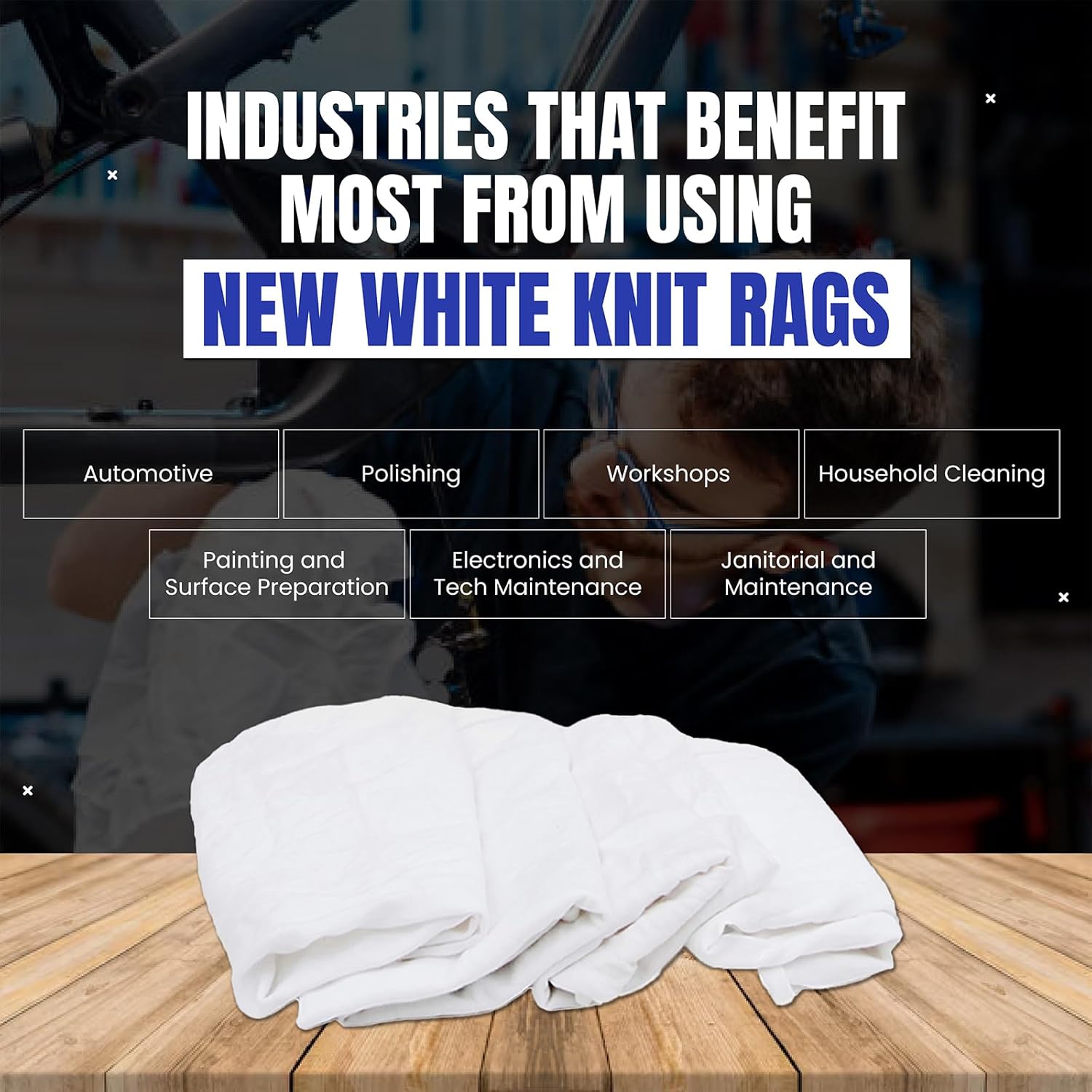 Premium White T-Shirt Cleaning Rags (600 lbs. Pallet 60x10 lbs. Bag of Rags) – White Cotton Rag for Cleaning, Staining, Painting, Oil, Grease & Dust Removal – Shop Rags Bulk