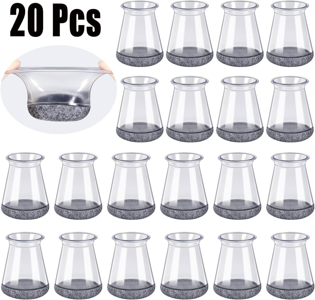 BUMACO Chair Leg Floor Protectors Chair Leg Protectors for Hardwood Floors Silicone Pads Covers to Protect Floors Clear-20 Pcs Universal XS (8/16"-15/16")