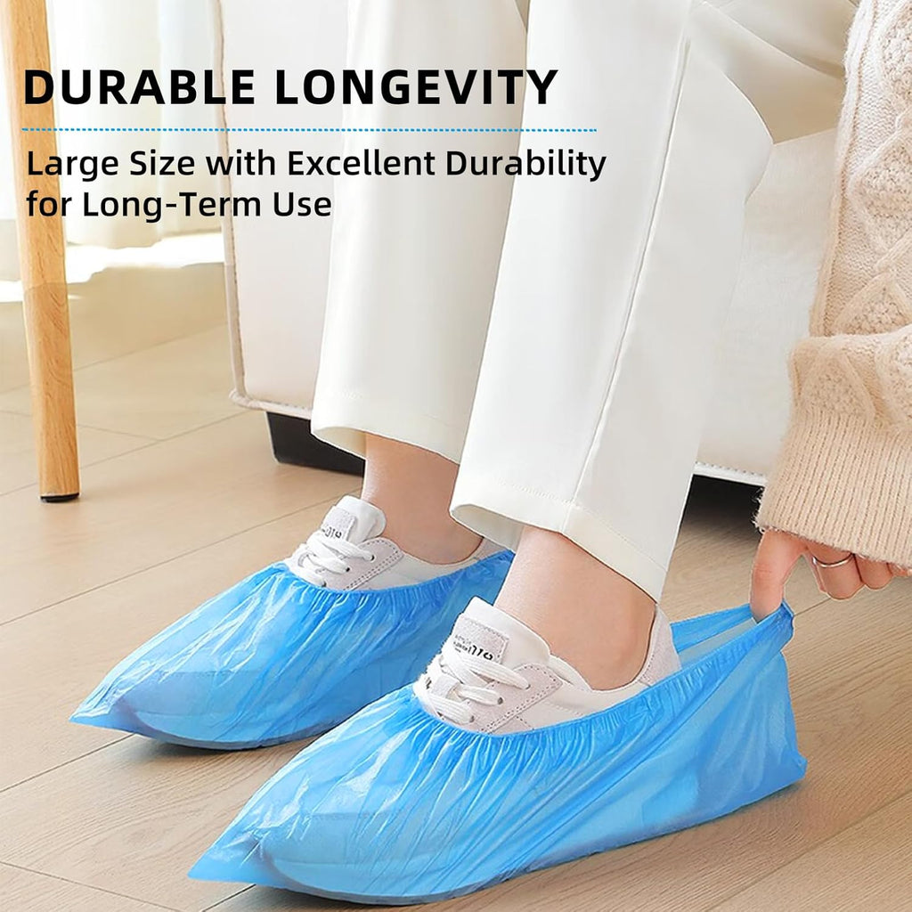 200 Pcs Shoe Covers Disposable Non Slip, Waterproof Shoe Covers Disposable for Indoors, 15-20'' Adjustable Size Boot Covers for US 6 to 14 Size