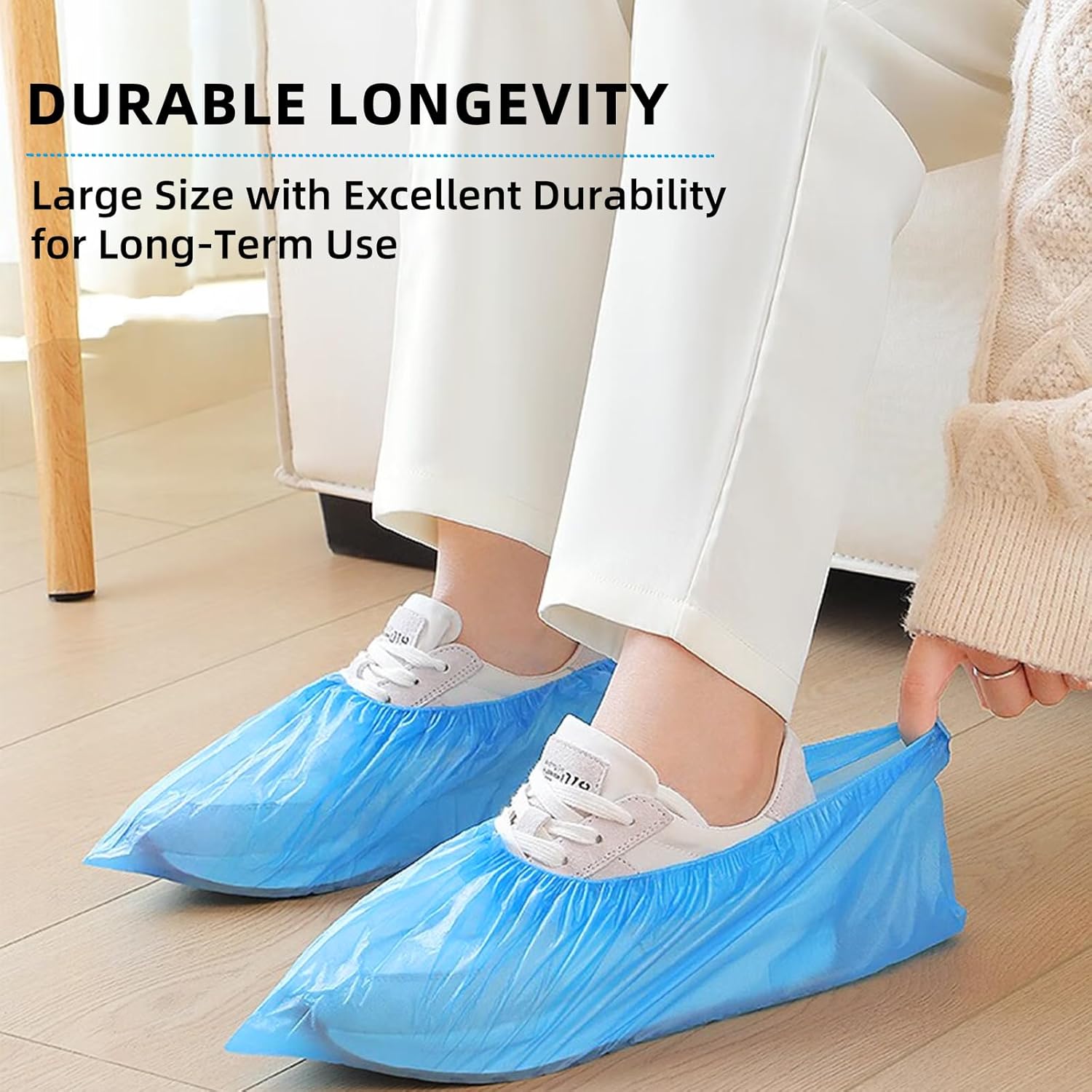 200 Pcs Shoe Covers Disposable Non Slip, Waterproof Shoe Covers Disposable for Indoors, 15-20'' Adjustable Size Boot Covers for US 6 to 14 Size