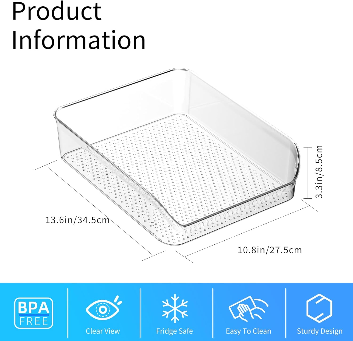 Ettori 2 Pack Water Bottle Organizer Refrigerator Organizer Bins and Clear Storage Bins for Fridge, Freezer, Cabinet, Cupboard, Pantry Shelf, BPA-Free