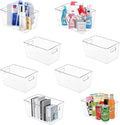 MOONEDGE 8-Pack Clear Plastic Storage Bins — Open-Top PET Containers and Organizers, 11" x 8" x 6" Clear Boxes for Pantry, Garage, Shelf and Multi-Purpose Home Organization