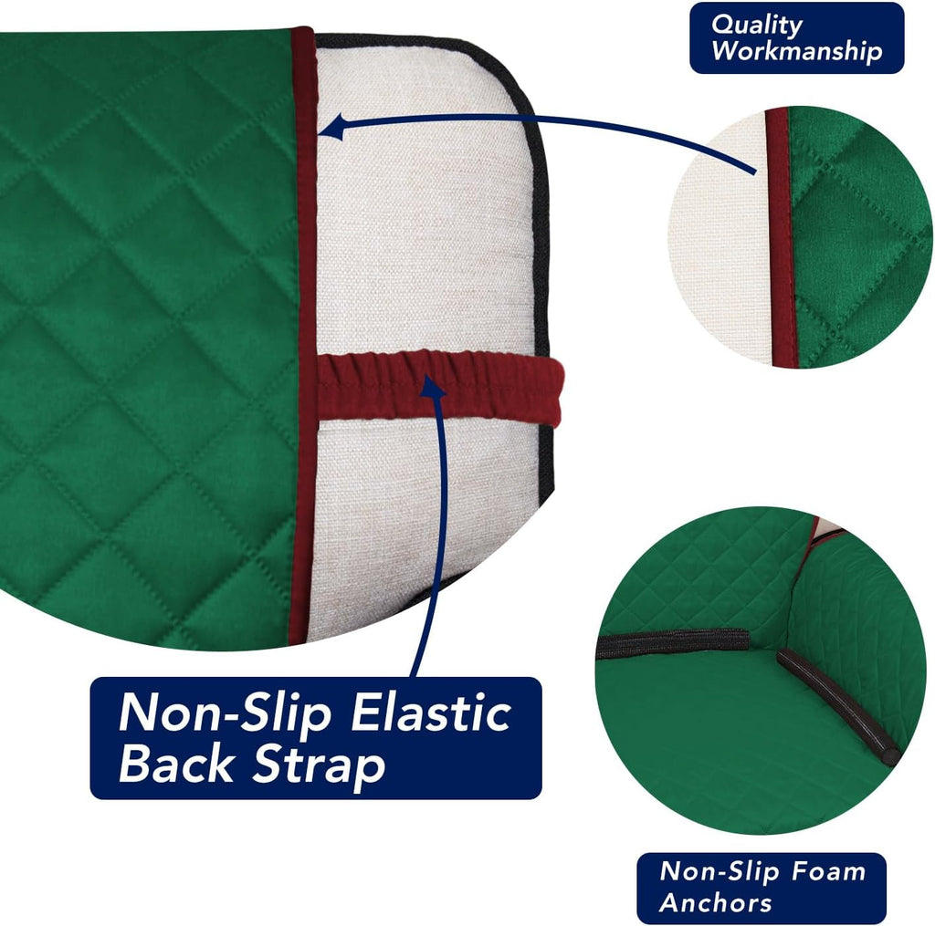 PureFit Reversible Quilted Sofa Cover, Water Resistant Slipcover Furniture Protector, Washable Couch Cover with Non Slip and Elastic Straps for Kids, Dogs, Pets (Sofa, Green/Red)