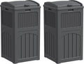 YESHOMY 2 Pack Outdoor Trash Can with Lid, Garbage Bins for Garden, Porch, Home and Kitchen, Gray