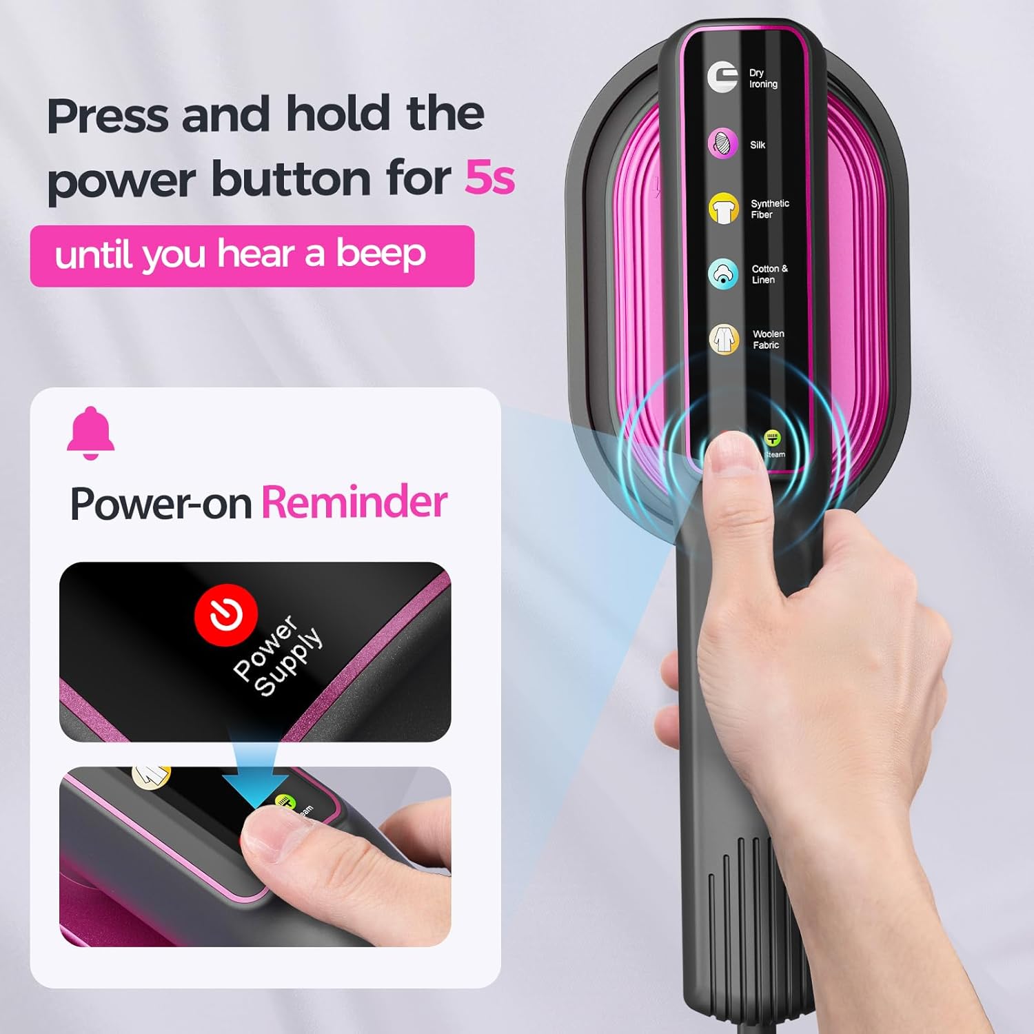 Travel Steamer for Clothes, 1200W Portable Steamer ＆ Iron 2 In 1, 13s Heat Up, LED Touch Display with 5 Modes, Large Ceramic Heat Panel, 110ml Tank, Garment Steamer for Home and Travel