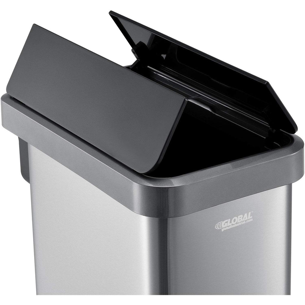 Global Industrial 12 Gallon Stainless Steel Slim Trash Can, Rectangular Butterfly Step-On