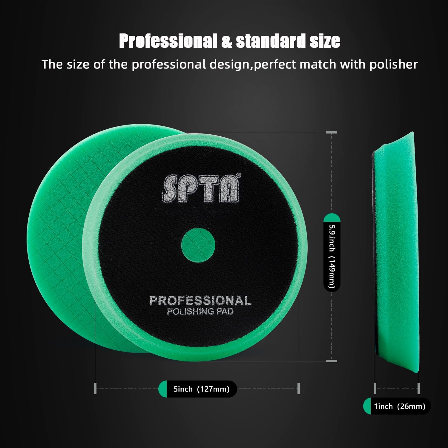 SPTA Polishing Pads, 5Pc 5 Inch 125mm Orbital Buffer Polisher Pads and 1Pc Microfiber Buffing Pads, Foam Polish Pad for Compounding, Polishing and Waxing, for 5''/125mm Backing Plate Car Polisher