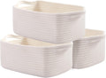 OIAHOMY Cotton Rope Storage Baskets | Decorative Storage Basket for Closet Storage, Home Organizing Bins and Nursery Decor | Cotton Rope Woven Baskets for Storage Shelf, Pure and White